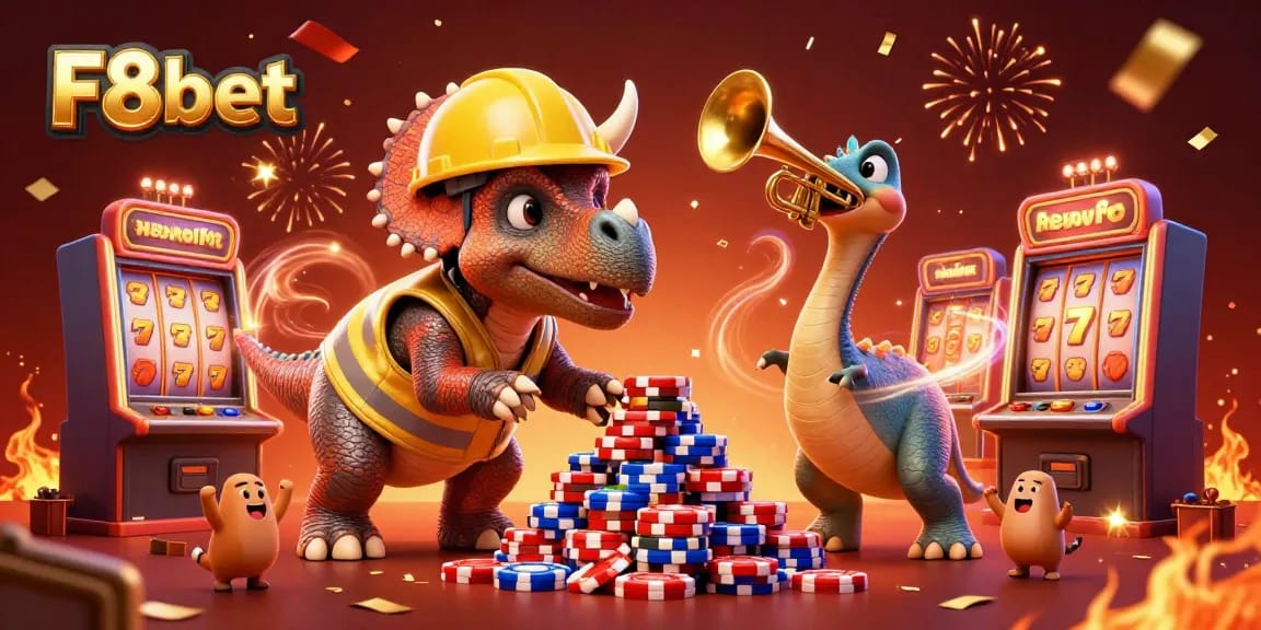 Experience the excitement of F8bet as characters celebrate a jackpot in vivid detail.