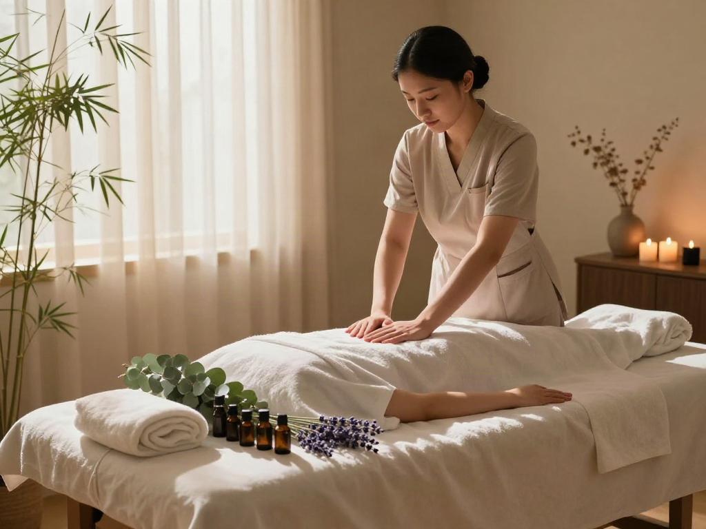 Experience the soothing effects of 파주출장마사지 in a serene wellness environment with aromatic elements.