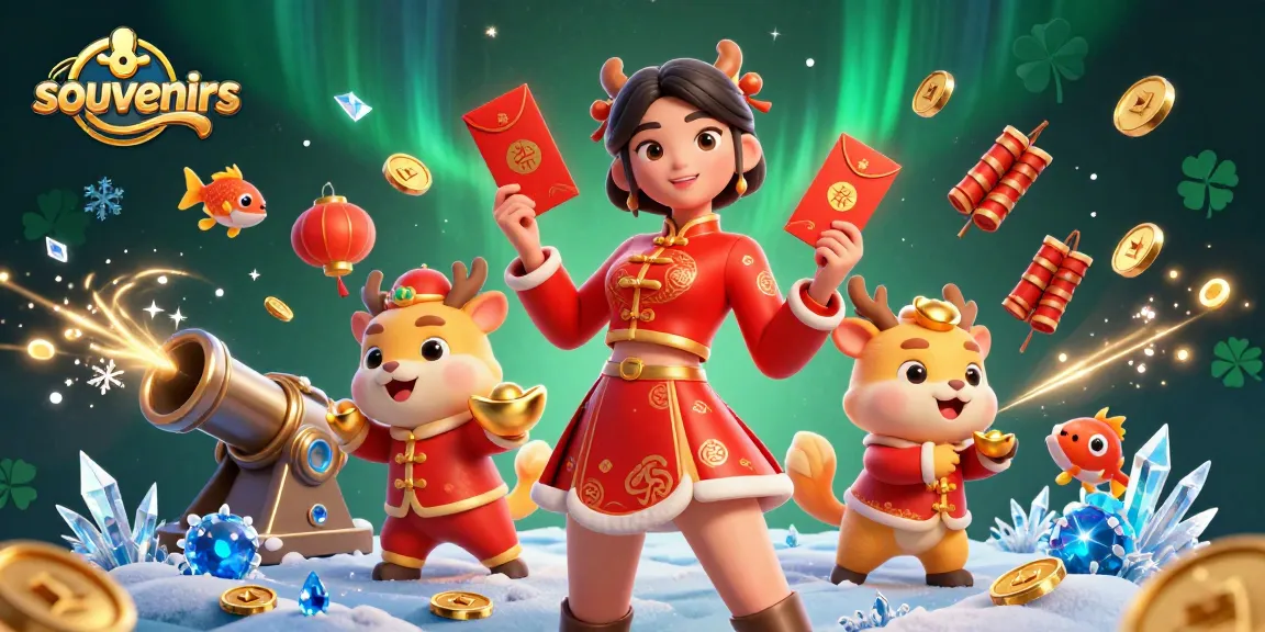 Engage in fish shooting for exciting winnings and charms of souvenirs in vibrant 3D illustration.