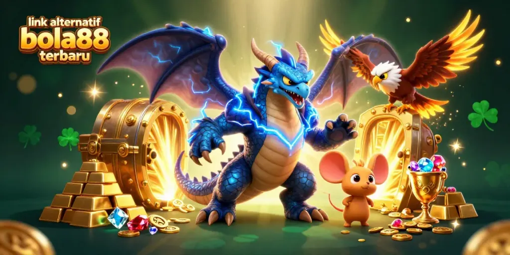 Win big with link alternatif bola88 terbaru in this vibrant, dynamic 3D casino scene.