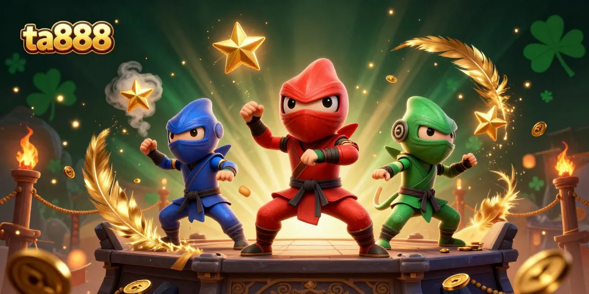 Experience thrilling bets at ta888 with 3D ninja chameleons showcasing casino martial arts.