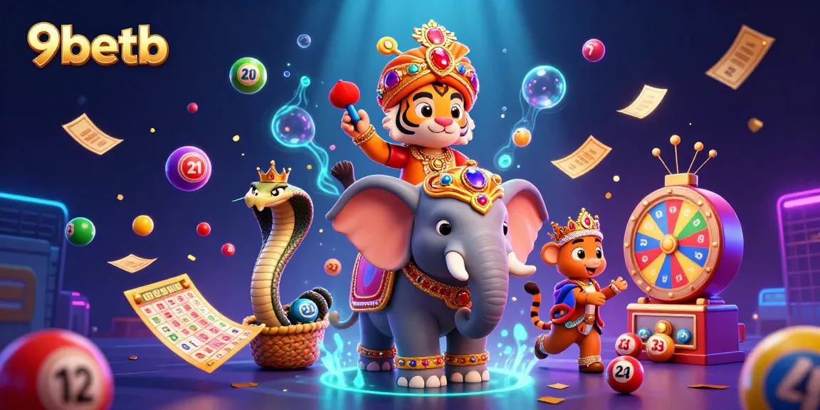 Engage with 9betb's vibrant online casino adventure filled with colorful lottery balls and exciting gaming elements.