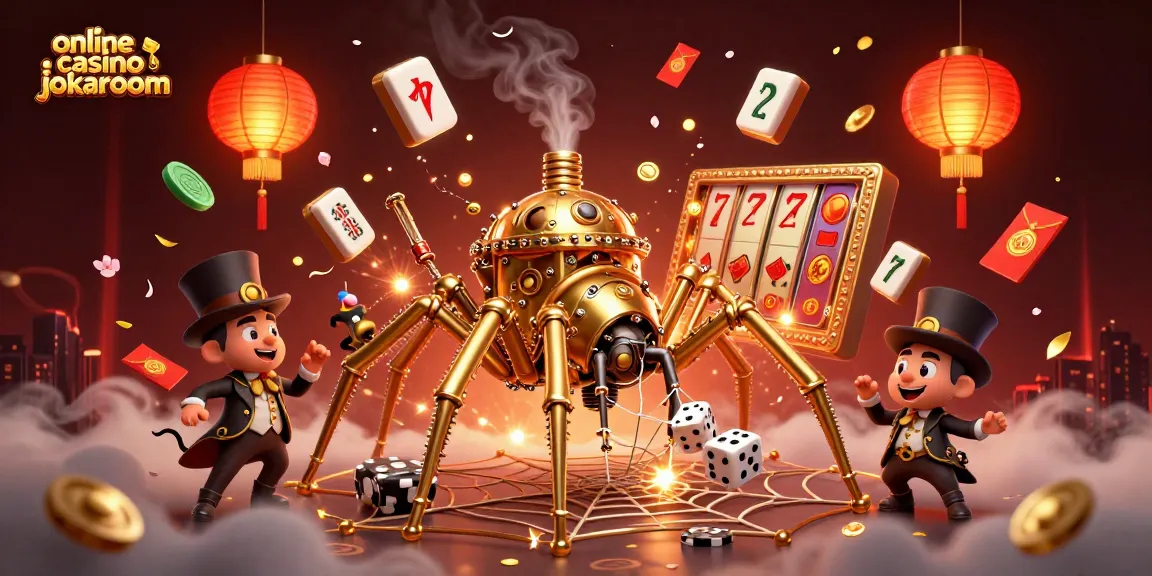 Engage with online casino jokaroom through a vibrant, dynamic steampunk-themed illustration.