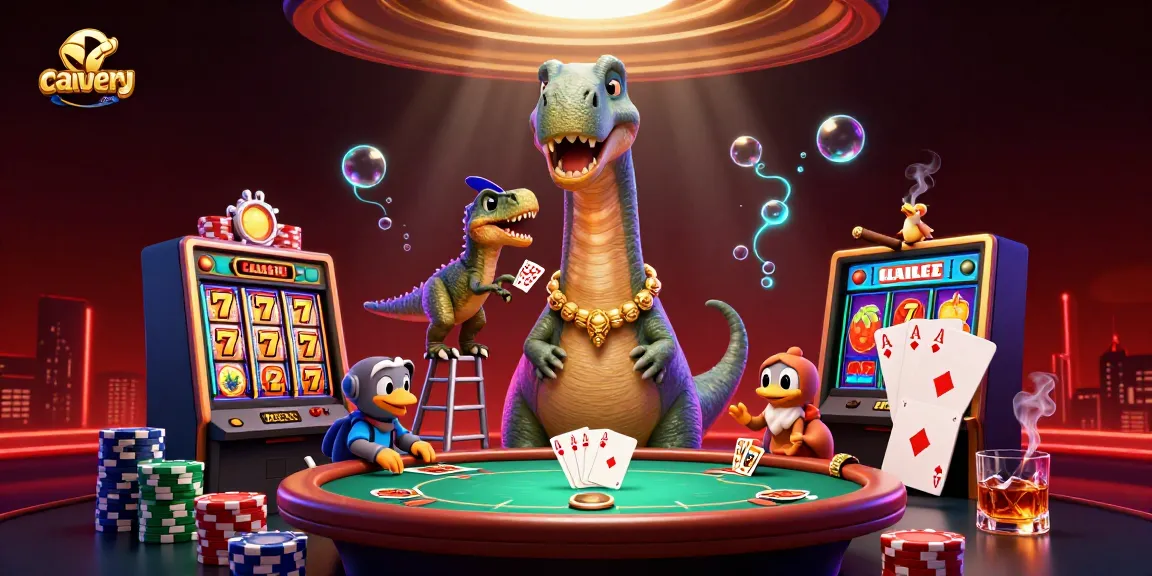 Experience the thrill of gambling at cauverynews with giant casino elements and action-packed characters.