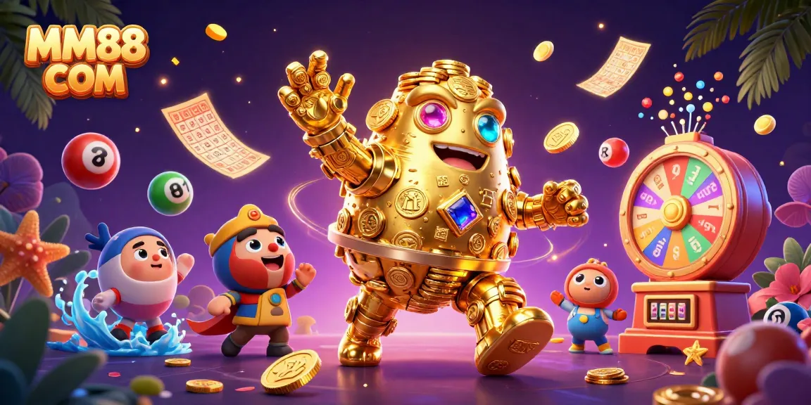 Engage in thrilling gameplay at MM88 COM with vibrant casino elements and a dynamic scene.