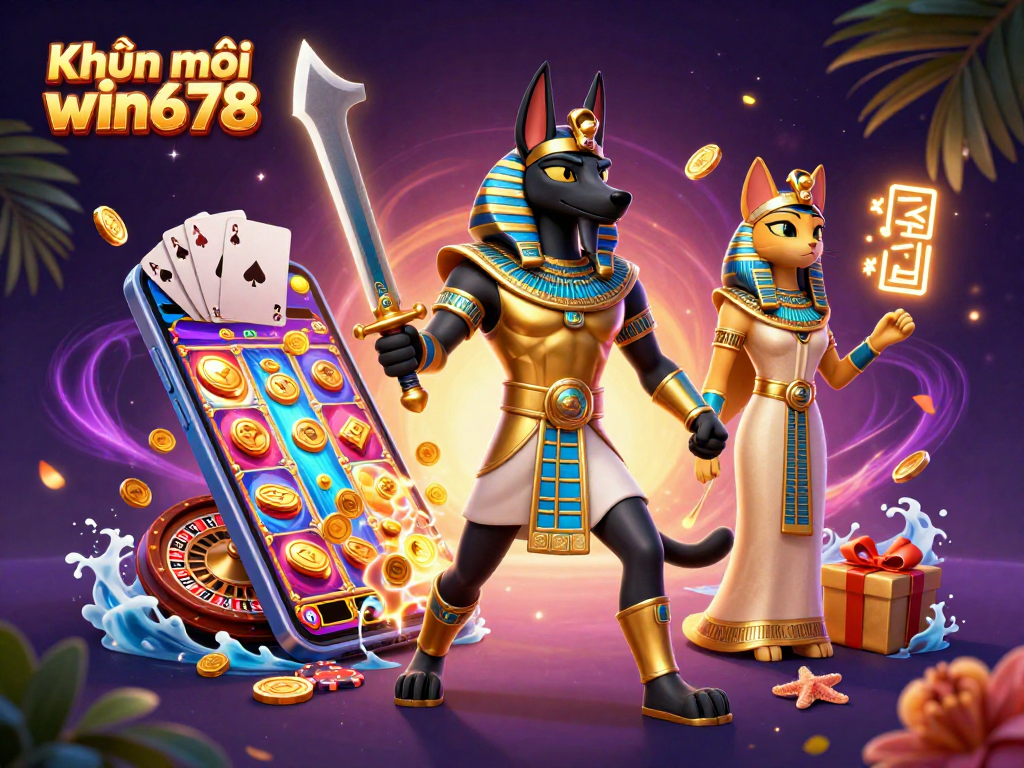 Experience the excitement of Khuyến mãi win678 with ancient Egyptian characters and casino games.