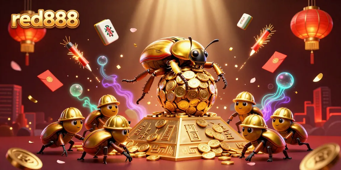 Join the adventure in red888's casino world where golden dung beetles roll coins up pyramids!