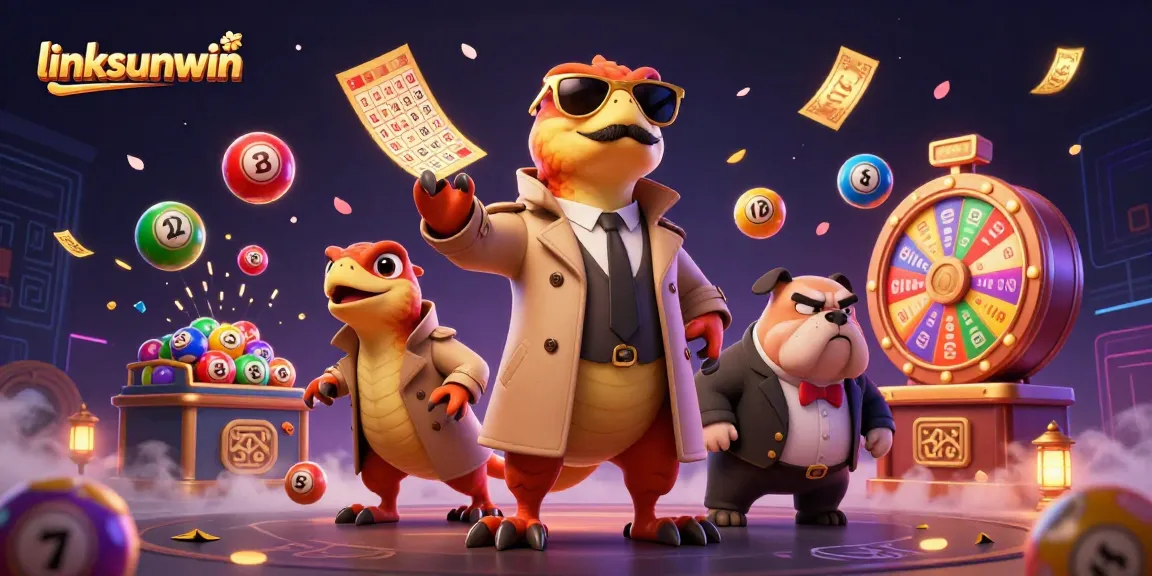 Engage with linksunwin and enjoy lottery excitement featuring colorful bouncing balls and raptors in a casino.