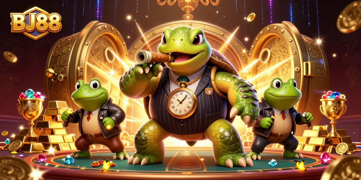 BJ88 offers thrilling gambling adventures with its engaging casino scenes featuring dynamic characters and treasure.