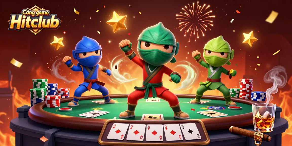 Cổng game Hitclub offers thrilling poker experiences highlighted by colorful characters and vibrant casino elements.