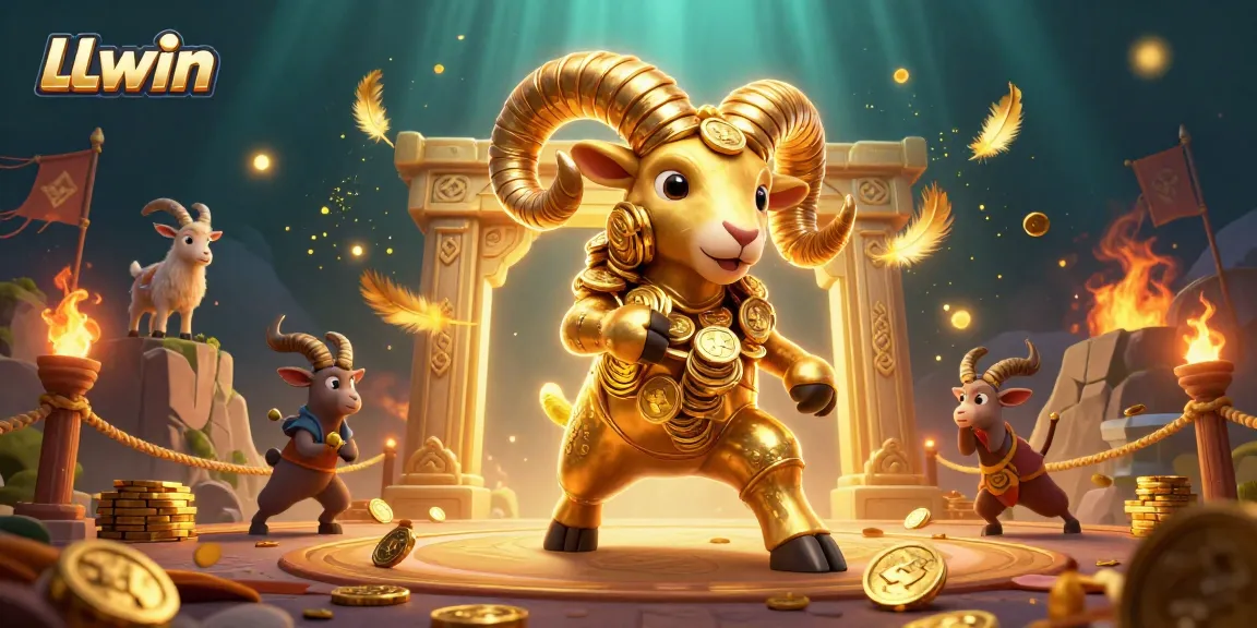 Experience excitement at LLwin with a golden ram charging through a dynamic casino arena.