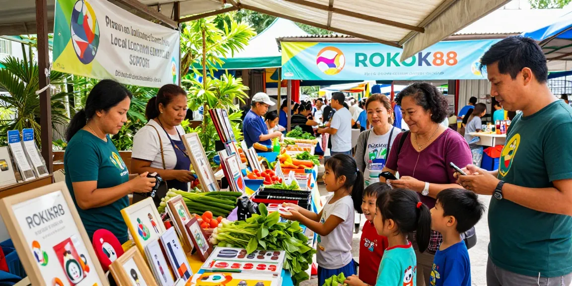 rokok88 login at a bustling local market supporting community businesses